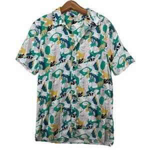 H&M Divided Mens Shirt Sz M Button-Up 1994 Pizza Party Novelty Campy Streetwear